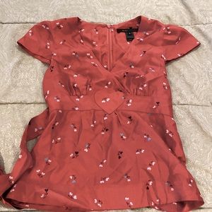 Marc Jacobs red flower heart silk top size 4